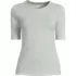 Women's Petite Lightweight Jersey Skimming Elbow Sleeve Crew Neck T-shirt, Front