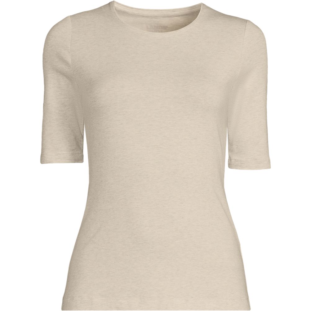 Women's Lightweight Jersey Skimming Elbow Sleeve Crew Neck T