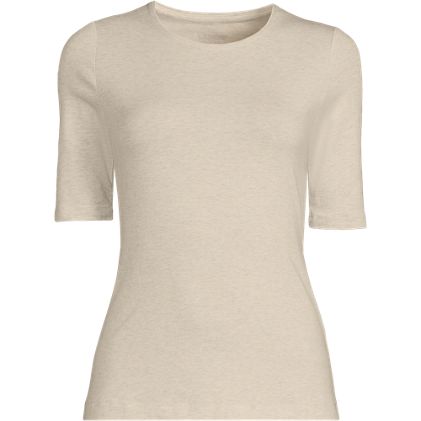 Women's Lightweight Jersey Skimming Elbow Sleeve Crew Neck T-shirt - image 3