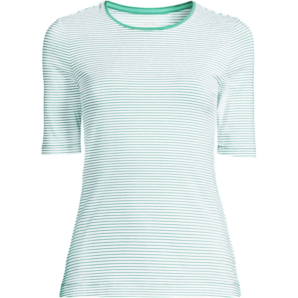 Women's Lightweight Jersey Skimming Elbow Sleeve Crew Neck T-shirt
