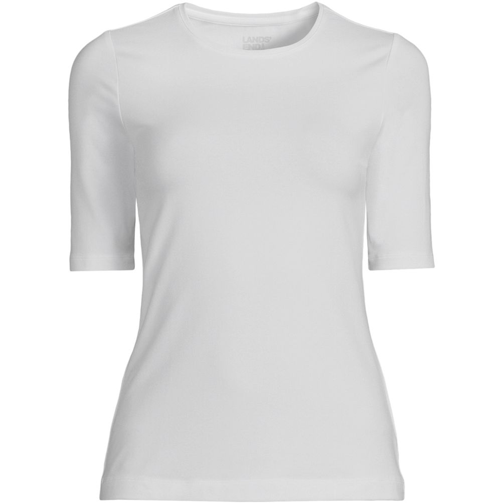 売れ筋商品|||ランズエンド Tシャツ トップス レディース Plus Size Lightweight Jersey Skimming Elbow Sleeve Crew Neck T-shirt Deep sea navy tiny stripe Lands' End Womens Elbow Sleeve Lightweight Jersey Crew Neck