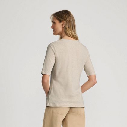 Women's Lightweight Jersey Skimming Elbow Sleeve Crew Neck T-shirt - image 2