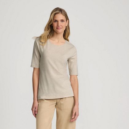 Women's Lightweight Jersey Skimming Elbow Sleeve Crew Neck T-shirt - image 1