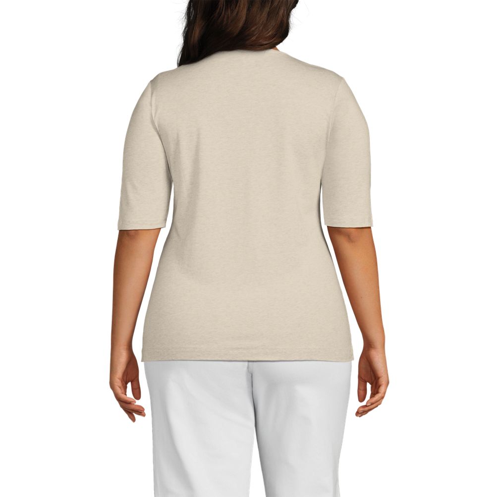 Women's Lightweight Jersey Skimming Elbow Sleeve Crew Neck T