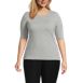 Women's Plus Size Lightweight Jersey Skimming Elbow Sleeve Crew Neck T-shirt, Front