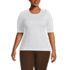 Women's Plus Size Lightweight Jersey Skimming Elbow Sleeve Crew Neck T-shirt, Front