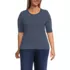 Women's Plus Size Lightweight Jersey Skimming Elbow Sleeve Crew Neck T-shirt, Front