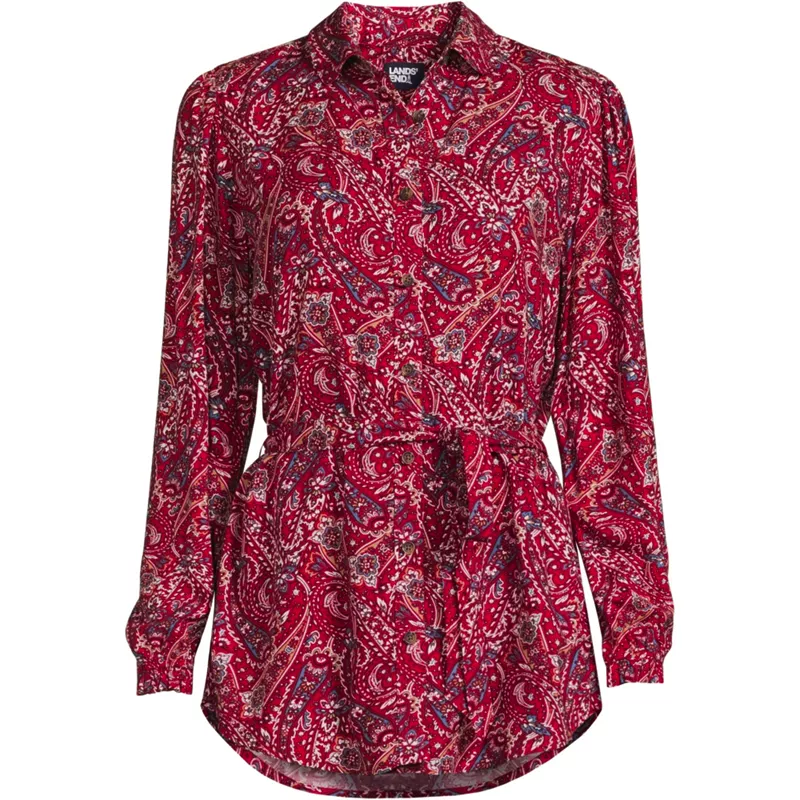 Women's Rayon Tie Waist Shirt, Front
