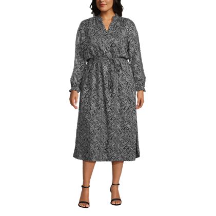 Women's Plus Size Rayon Split Neck Midi Dress - image 1