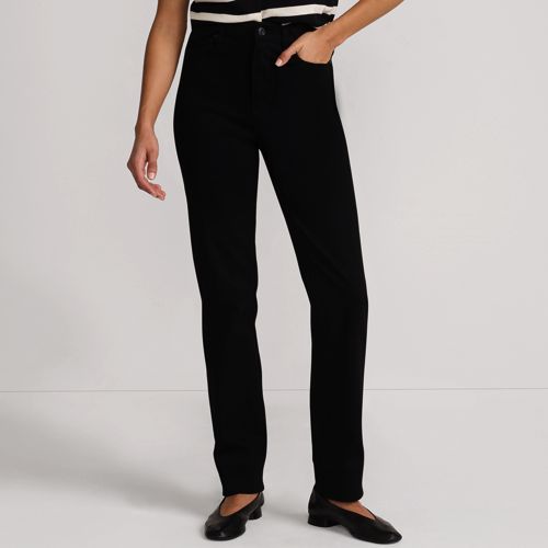 Jean Droit Stretch Taille Haute Noir Femme Stature Standard