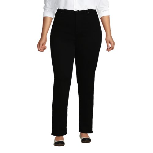  Lands' End Farbige Straight Fit Jeans High Waist, Damen, Größe:48 71 Plus, Schwarz, Elasthan/baumwoll-mischung/polyester-mischung, By Lands' End 