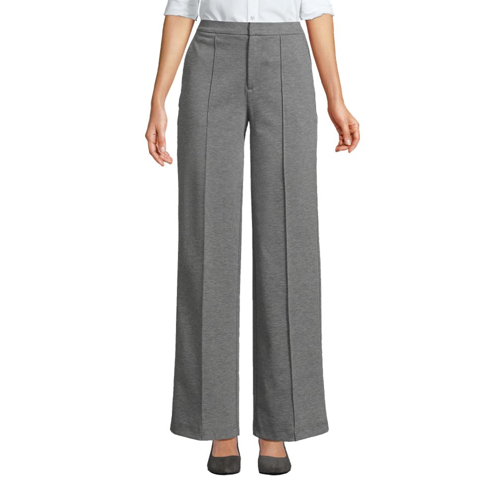 Women's Ponte Pintuck Wide Leg Pants | Lands' End