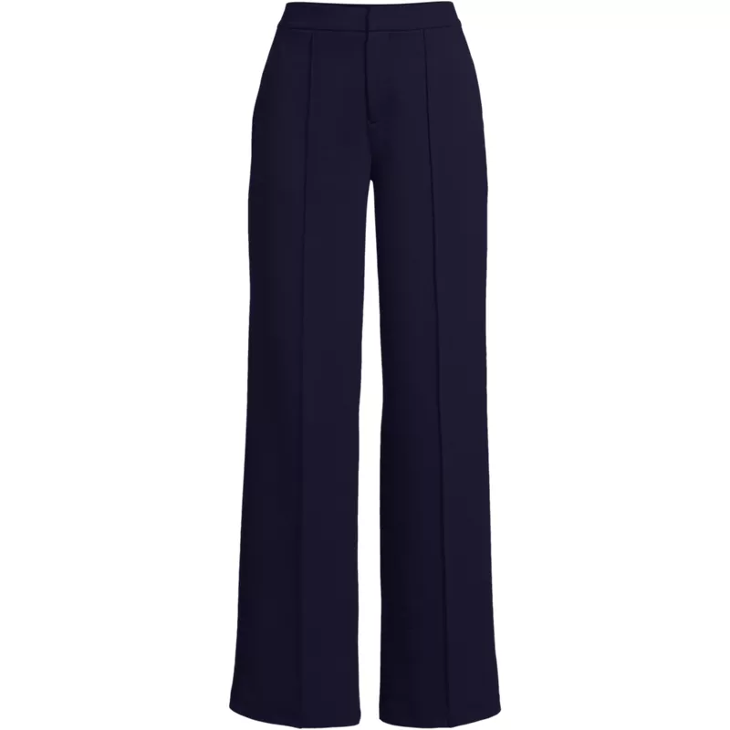 Women's Plus Size Ponte Pintuck Wide Leg Pants, Front