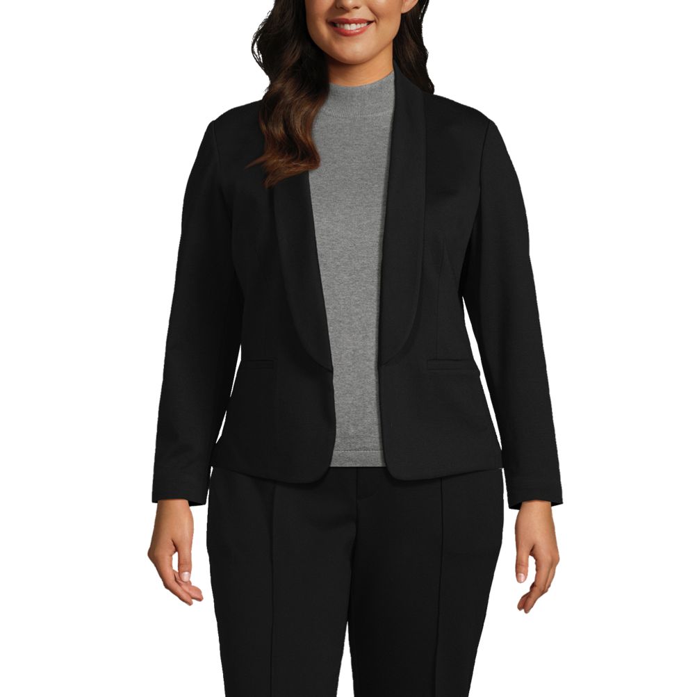 Women s Plus Size Ponte Shawl Collar Blazer Lands End