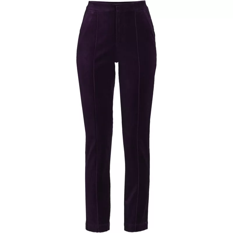 Women's Plus Size Velvet High Rise Pintuck Pencil Ankle Pants, Front