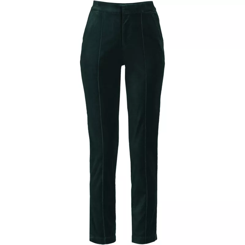 Women's Plus Size Velvet High Rise Pintuck Pencil Ankle Pants, Front