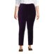 Women's Plus Size Velvet High Rise Pintuck Pencil Ankle Pants, Front