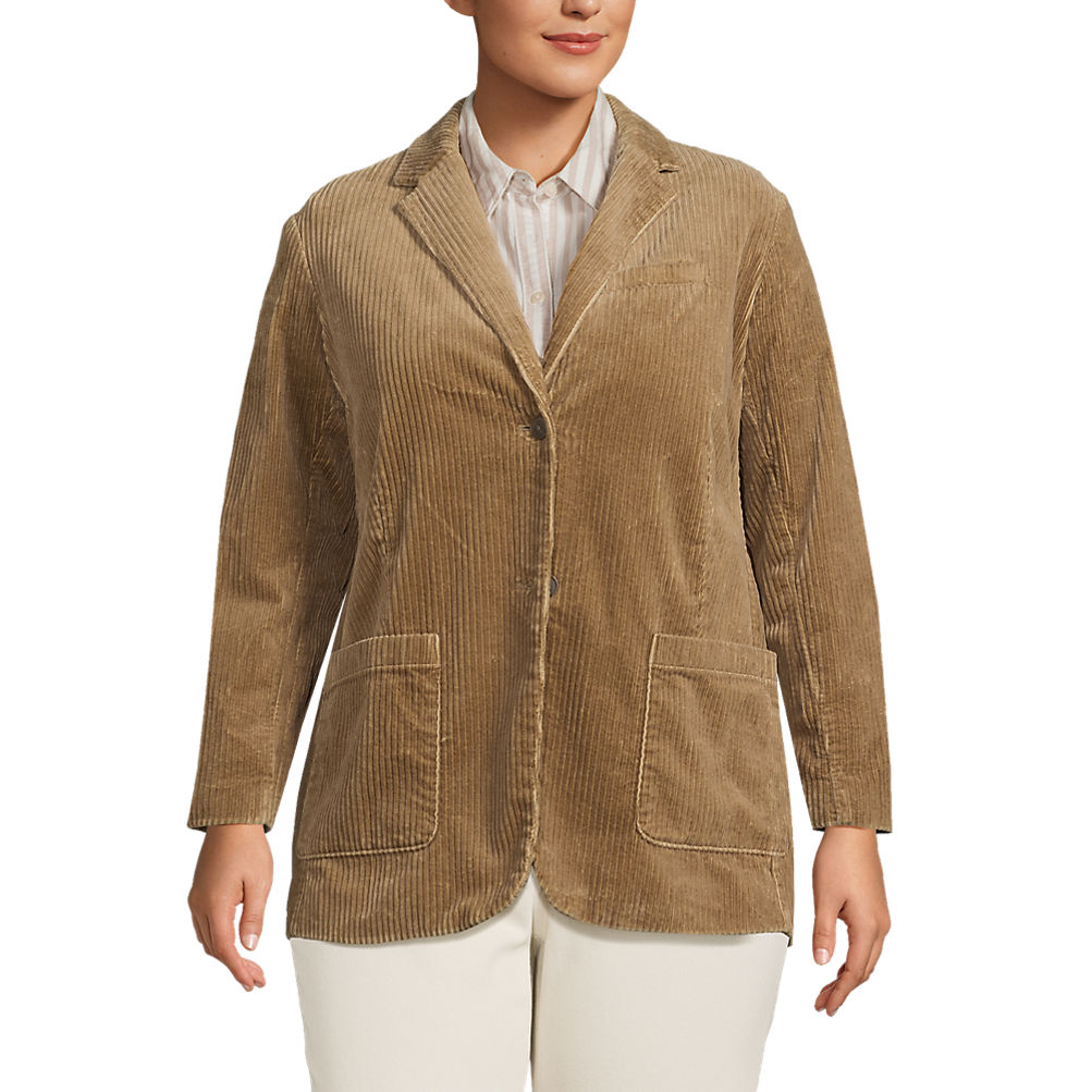 Women's Plus Size Corduroy Blazer Jacket