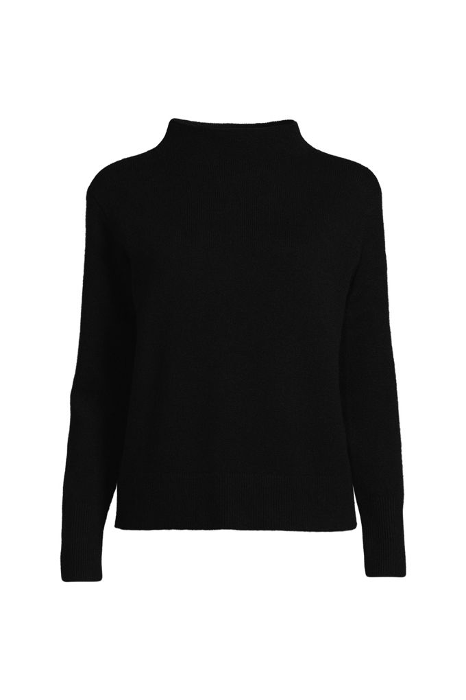 Lands' End Women's Plus Size Cashmere Funnel Neck Sweater In Black
