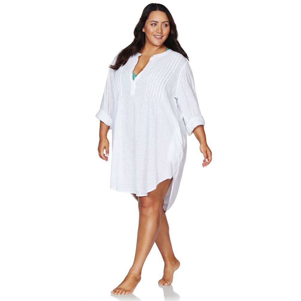 Artesands Women's Linear Perspective Gershwin Curve Fit Over Shirt Swim  Cover-up