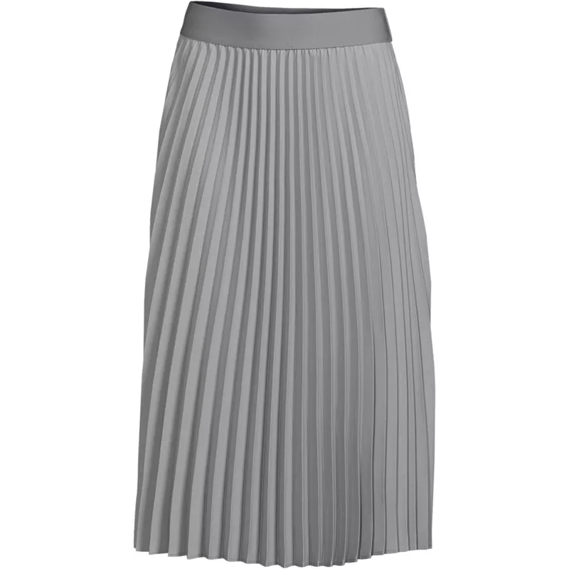 Women's Crepe Pull-On Pleated Midi Skirt, Front