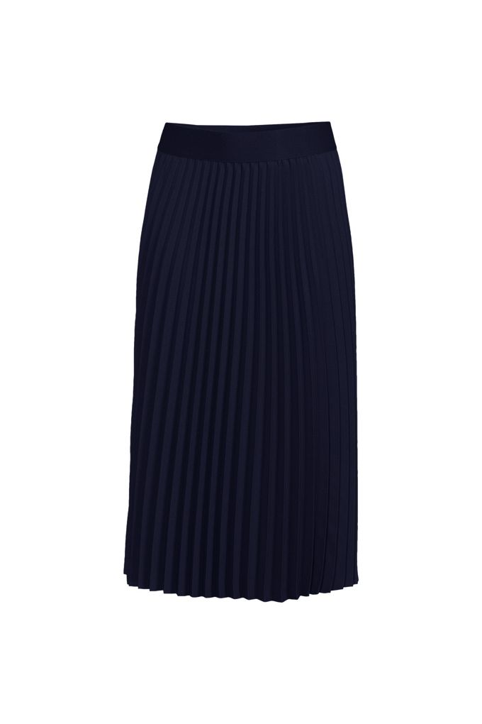 Women's Plus Crepe Pull-On Pleated Midi Skirt - Lands' End - Blue - 4X