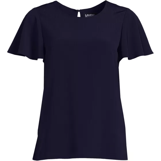 Women's Crinkle Crepe Flutter Sleeve Blouse - primary