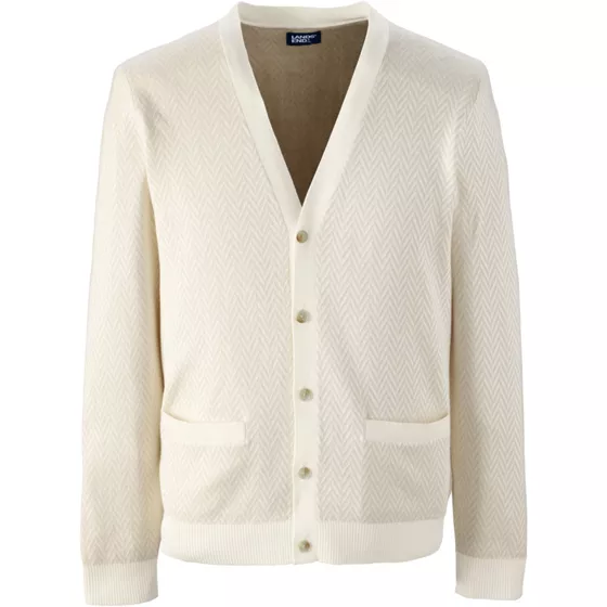 Unisex Herringbone Long Sleeve Button Front Cardigan Sweater - primary