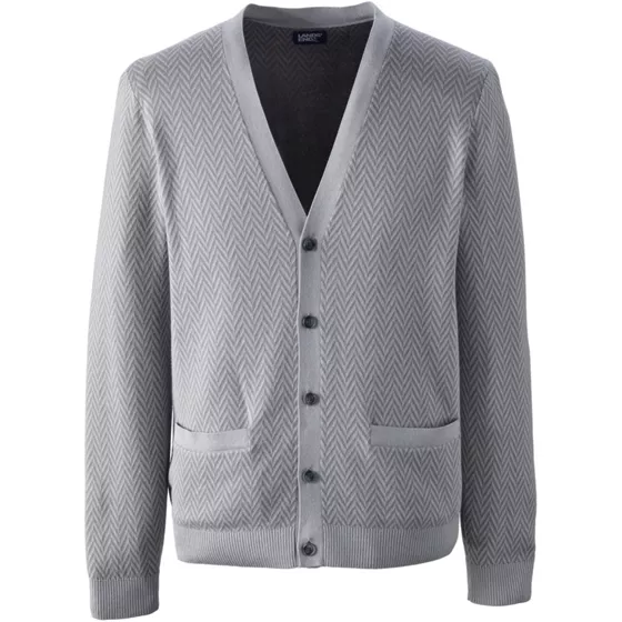 Unisex Herringbone Long Sleeve Button Front Cardigan Sweater - primary