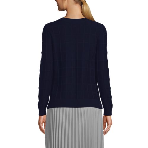 Women's Windowpane Textured Pullover Crew Sweater - image 3