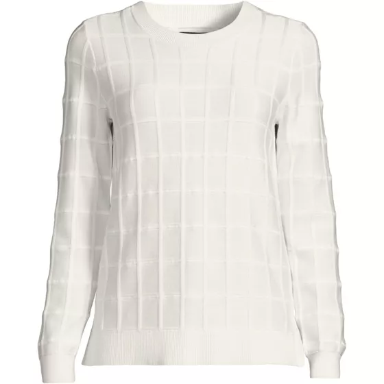 Women's Windowpane Textured Pullover Crew Sweater - primary