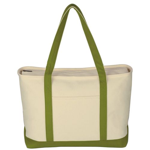 Large Custom Logo Heavy Cotton Canvas Tote Bag With Zipper