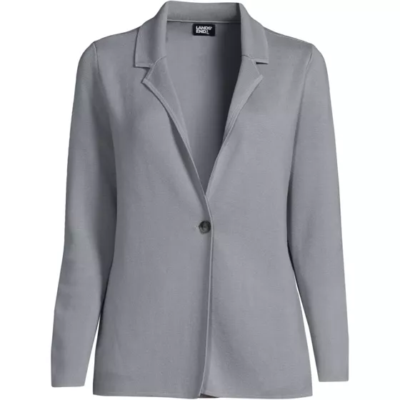 Women's Notch Collar One Button Sweater Blazer - primary