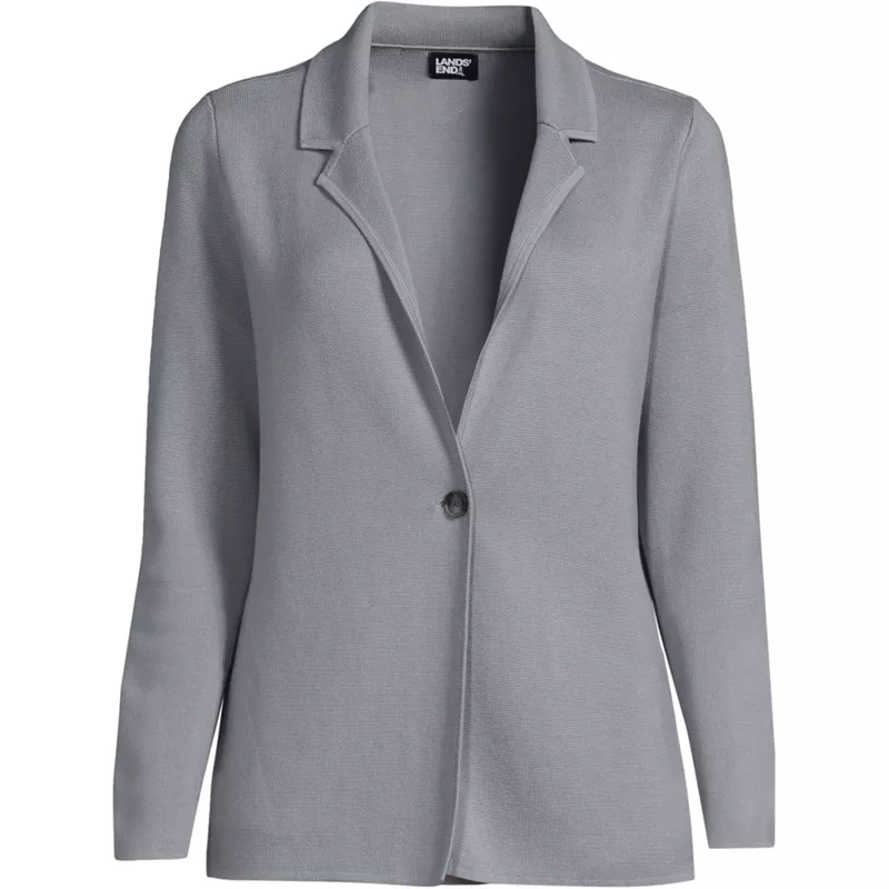 Women's Plus Notch Collar One Button Sweater Blazer, Front