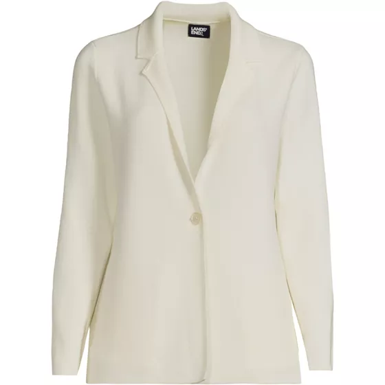 Women's Notch Collar One Button Sweater Blazer - primary