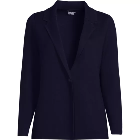 Women's Notch Collar One Button Sweater Blazer - primary