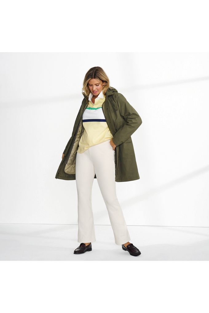 Lands' End Women's Plus Size High Rise Serious Sweats Fleece Lined Pocket Bootcut Pants In Ivory