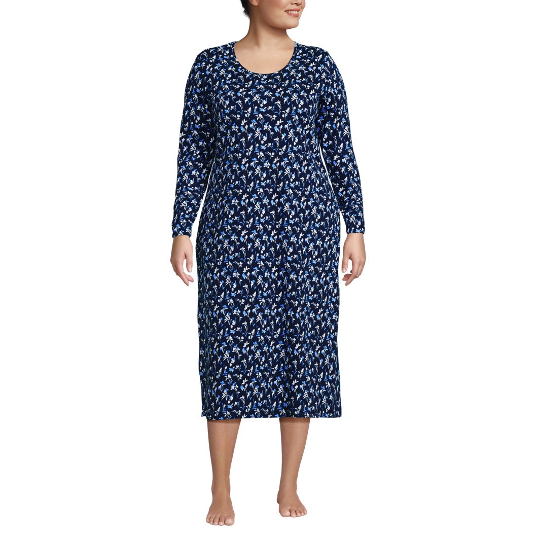 Women's Cotton Long Sleeve Midcalf Nightgown