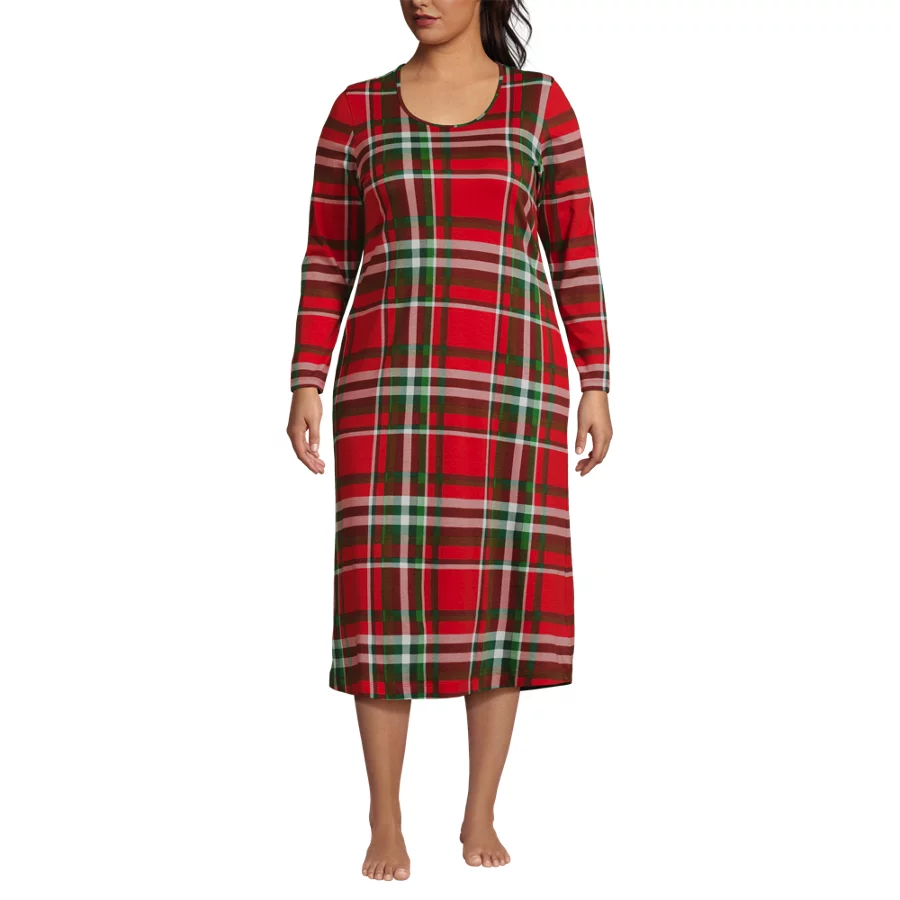 Women's Cotton Long Sleeve Midcalf Nightgown view 2