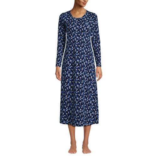 Women's Cotton Long Sleeve Midcalf Nightgown, Front