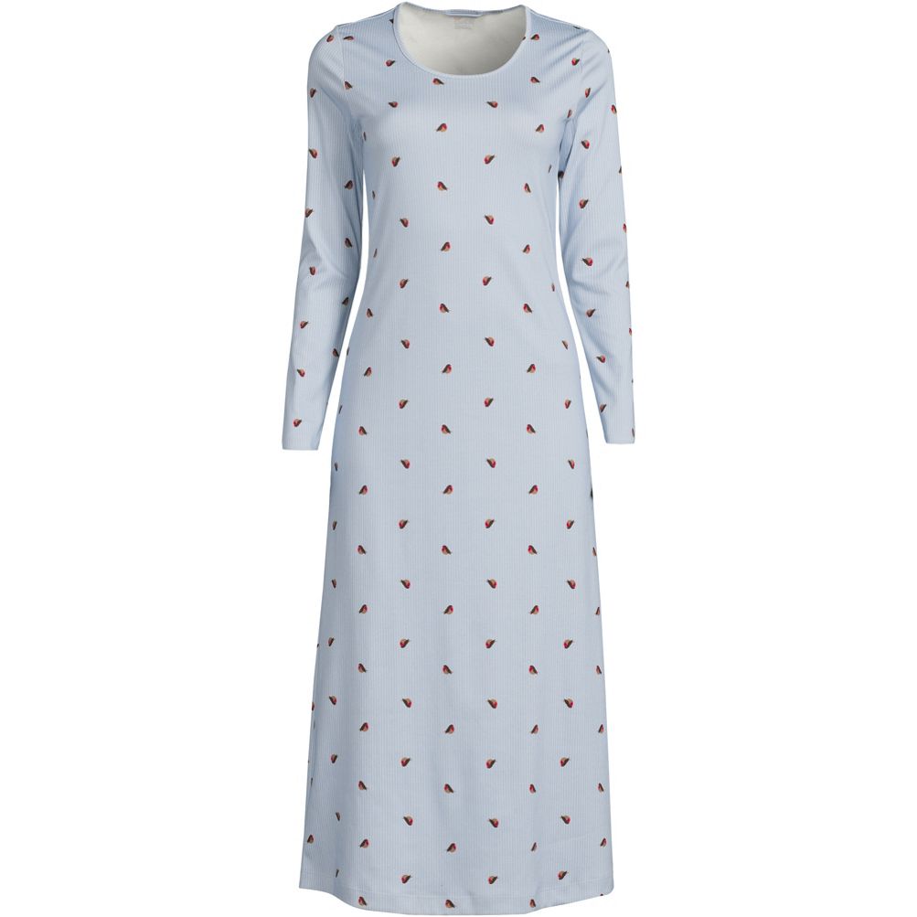 Women's Plus Size Cotton Long Sleeve Midcalf Nightgown | Lands' End