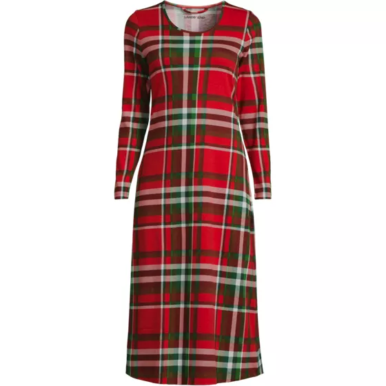 Women's Plus Size Cotton Long Sleeve Midcalf Nightgown - primary