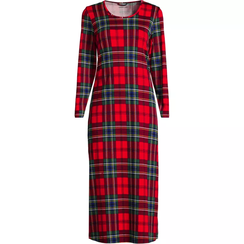 Women's Cotton Long Sleeve Midcalf Nightgown, Front