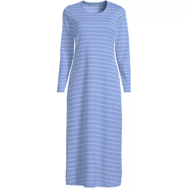 Women's Plus Size Cotton Long Sleeve Midcalf Nightgown, Front