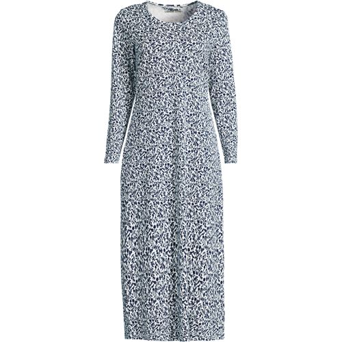Long Sleeve Mid Calf, Pure Cotton Nightdress, Women, size: 1X, plus, Ivory, Cotton, by Lands' End