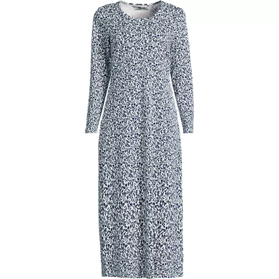 Women's Plus Size Cotton Long Sleeve Midcalf Nightgown - primary