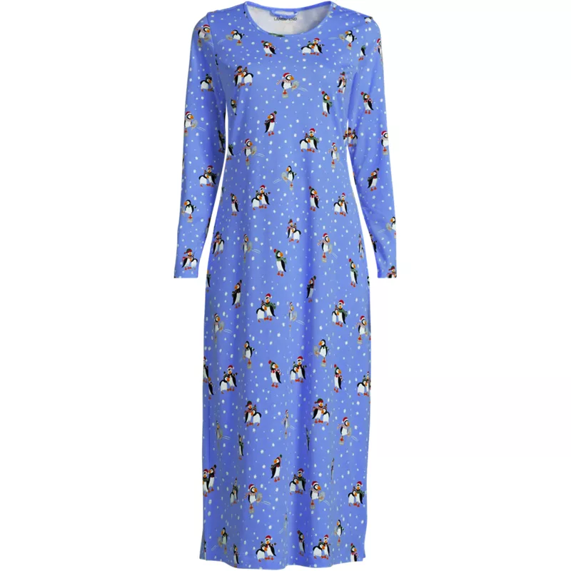 Women's Plus Size Cotton Long Sleeve Midcalf Nightgown, Front