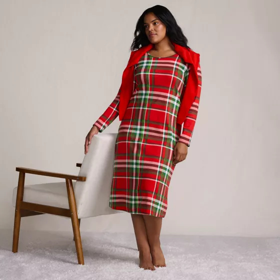 Women's Cotton Long Sleeve Midcalf Nightgown - primary