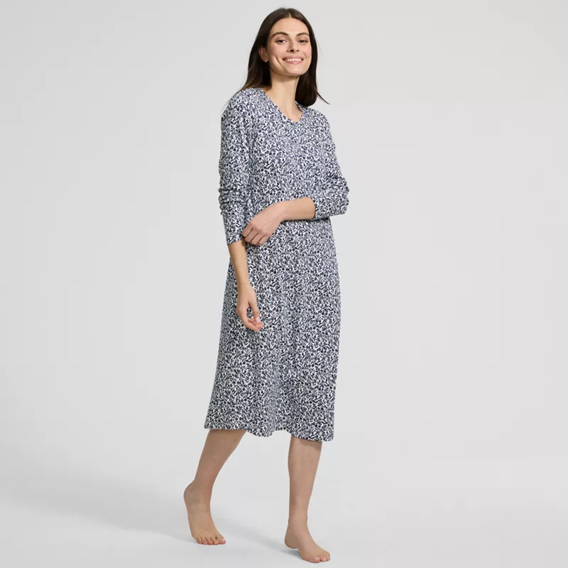 Women's Cotton Long Sleeve Midcalf Nightgown, alternative image