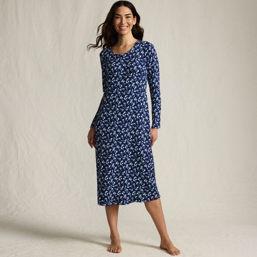 Women's Cotton Long Sleeve Midcalf Nightgown, Front